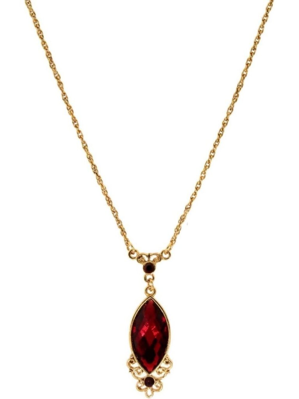 Alluring Red Filigree Pendant Necklace for Women | 16" + 3" Extender, Elegant